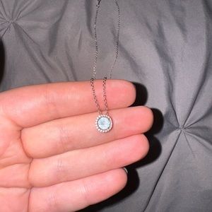 Lafonn March Birthstone Platinum-Plated Aquamarine Necklace (0.2 CTTW)